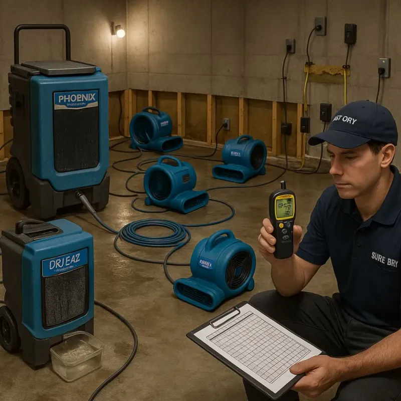Structural Drying and Dehumidification process in Toombs County, GA